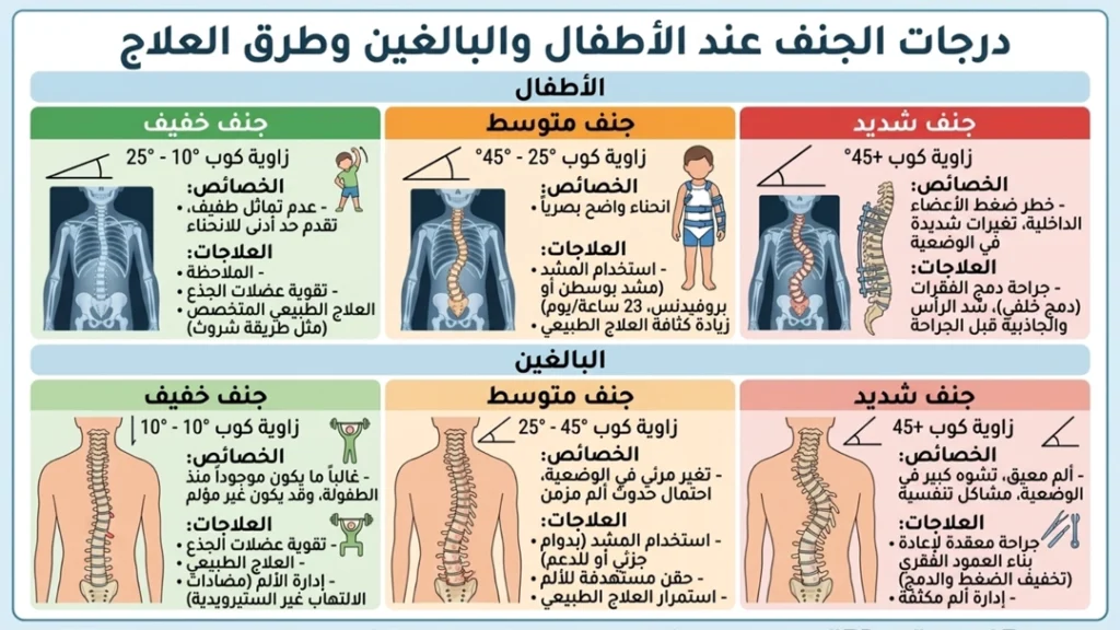 درجات الجنف عند الأطفال والبالغين