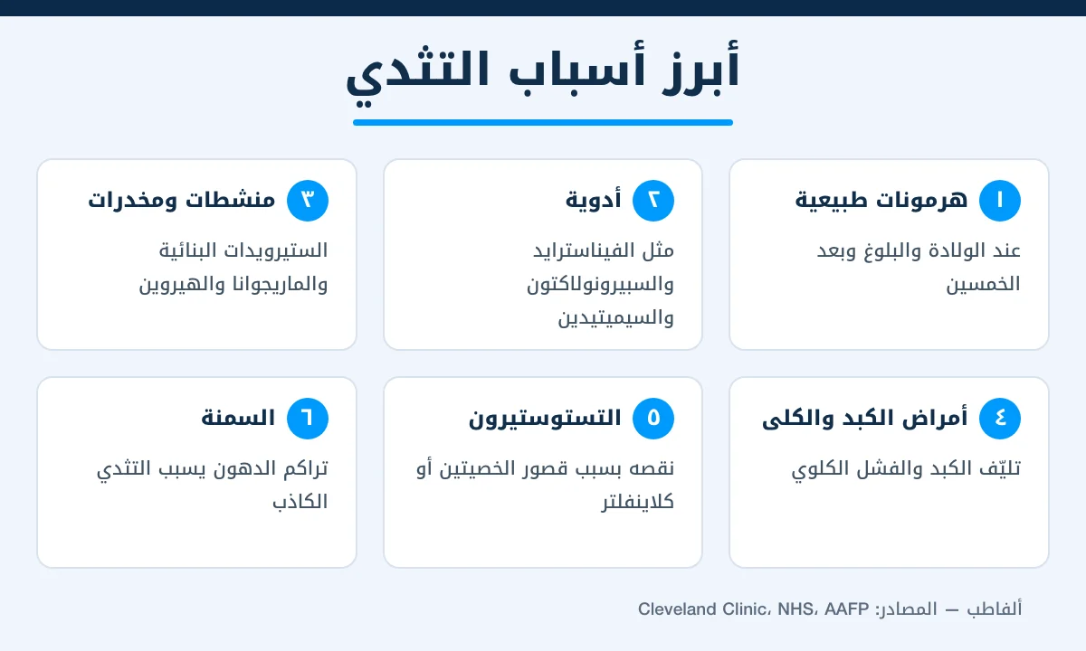 إنفوجرافيك يلخص ستة أسباب رئيسية للتثدي عند الرجال