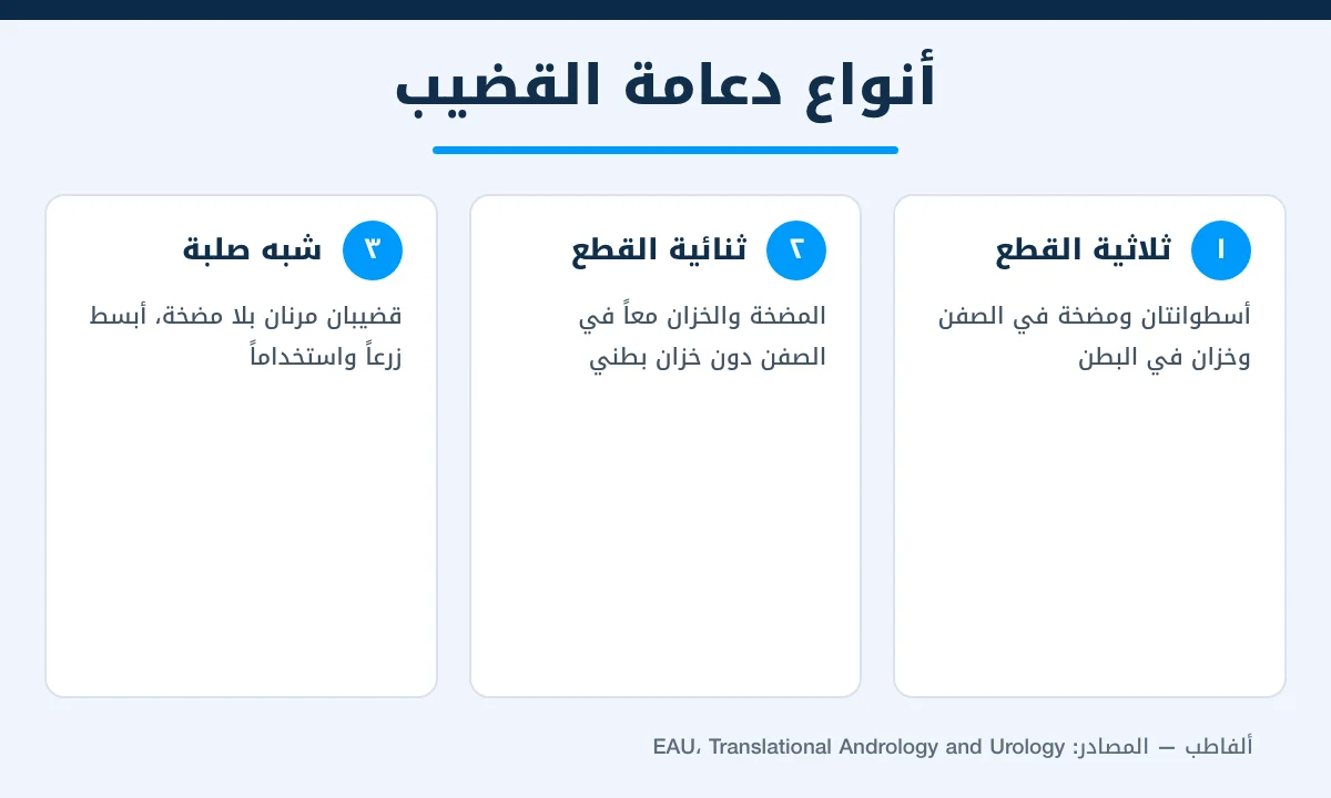 إنفوغرافيك يقارن بين 3 أنواع من دعامة القضيب